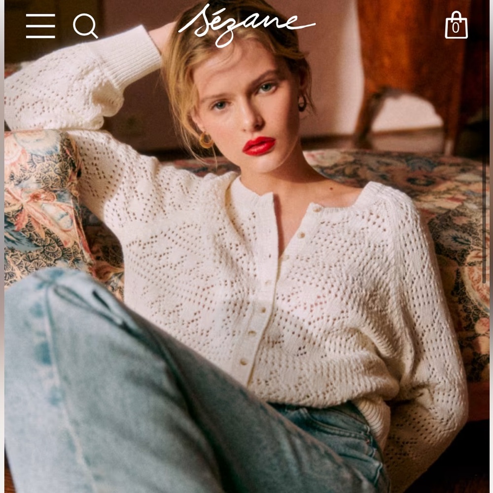 Sezane Capucine Cardigan in white